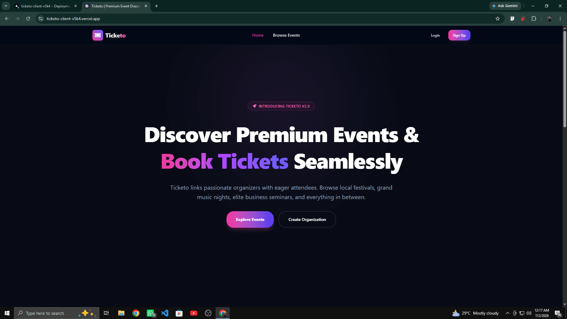 Ticketo project preview